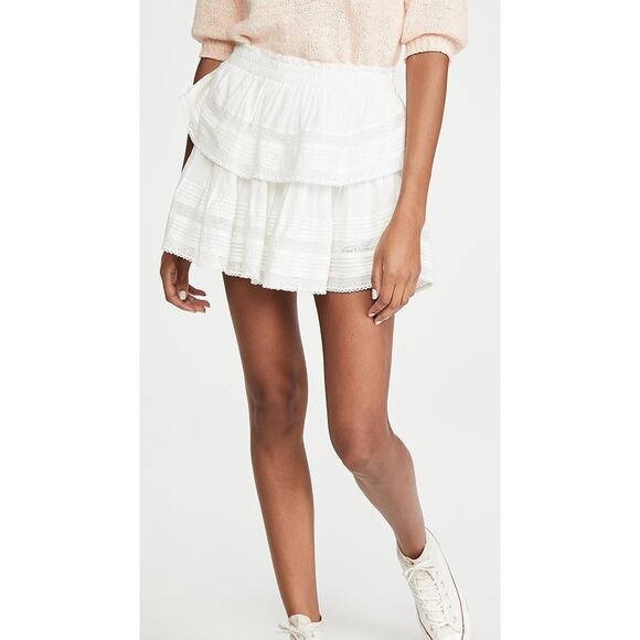 LoveShackFancy Ruffle Miniskirt - S Antique White - Picture 5 of 5